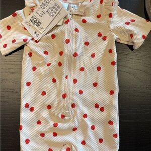 H&M Kids White and Red Strawberries Rashguard